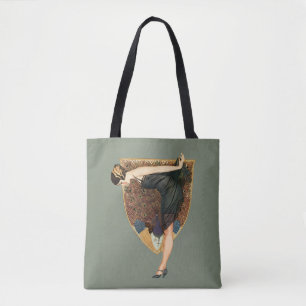 Bolso De Tela Arte Deco Antiguo Flapper con Pavo Real 