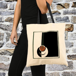 Bolso De Tela Arte Deco Antiguo, Taza de Café con Vapor