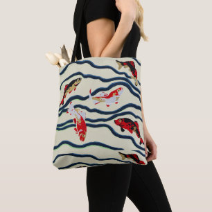 Bolso De Tela Arte Deco Colorido Carpín Nadando Decoración Naval
