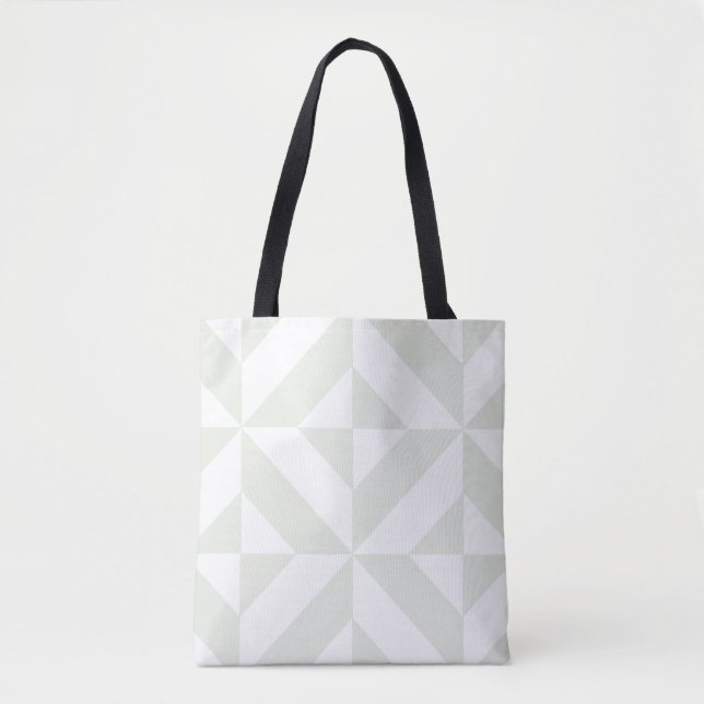 Bolso De Tela Arte Deco Geométrico Gris Suave (Anverso)