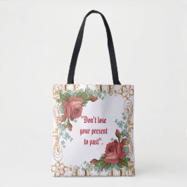 Bolso De Tela Arte decorativo Rústico Rosa Rojo Vintage Gold Flo