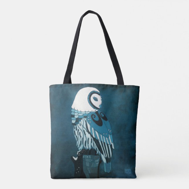 Bolso De Tela Arte del búho del claro de luna (Reverso)