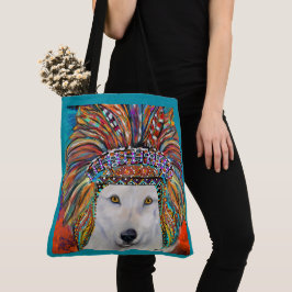 Bolso De Tela Arte del Lobo Blanco
