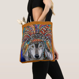 Bolso De Tela Arte del Lobo Gris