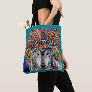 Bolso De Tela Arte del Lobo Gris