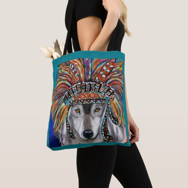 Bolso De Tela Arte del Lobo Gris (Detalle)