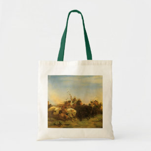 Bolso De Tela Arte del oeste americano vintage, caza de búfalos