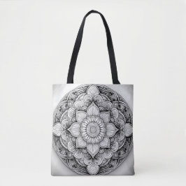 Bolso De Tela Arte detallado de Mandala en blanco y negro