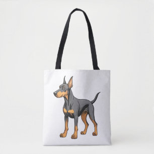 Bolso De Tela Arte Doberman de oído natural Imprimir camiseta cl
