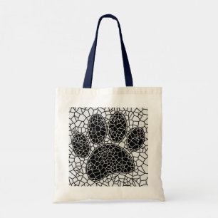 Bolso De Tela Arte en mosaico huella de perro geométrico en blan