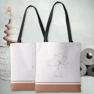 Bolso De Tela Arte en Terracota de Marfil Línea Floral Minimalis