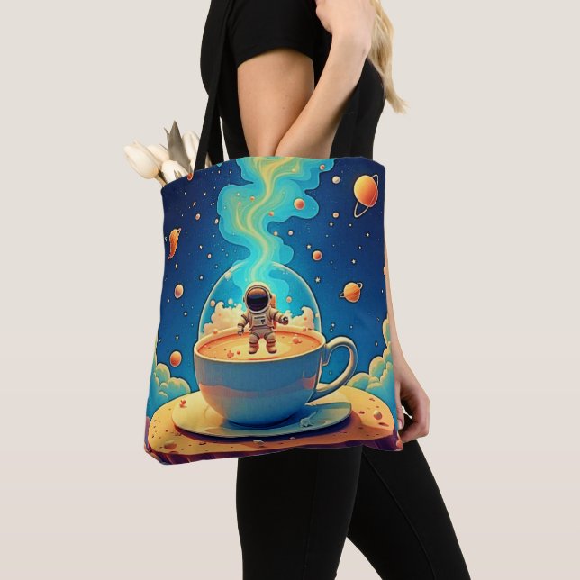 Bolso De Tela Arte espacial de café astronauta (Detalle)