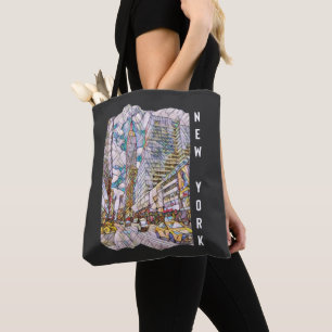 Bolso De Tela Arte estético de mosaico en la ciudad de Nueva Yor