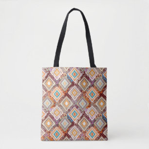 Bolso De Tela Arte étnico tribal, geometría abstracta.