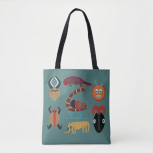Bolso De Tela Arte facial tribal abstracto contemporáneo african