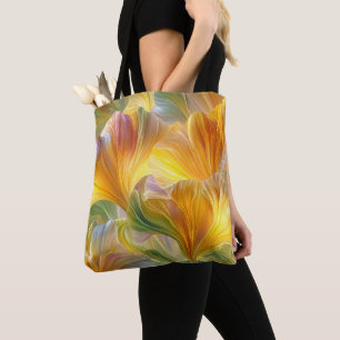 Bolso De Tela Arte floral abstracto con pétalos amarillos