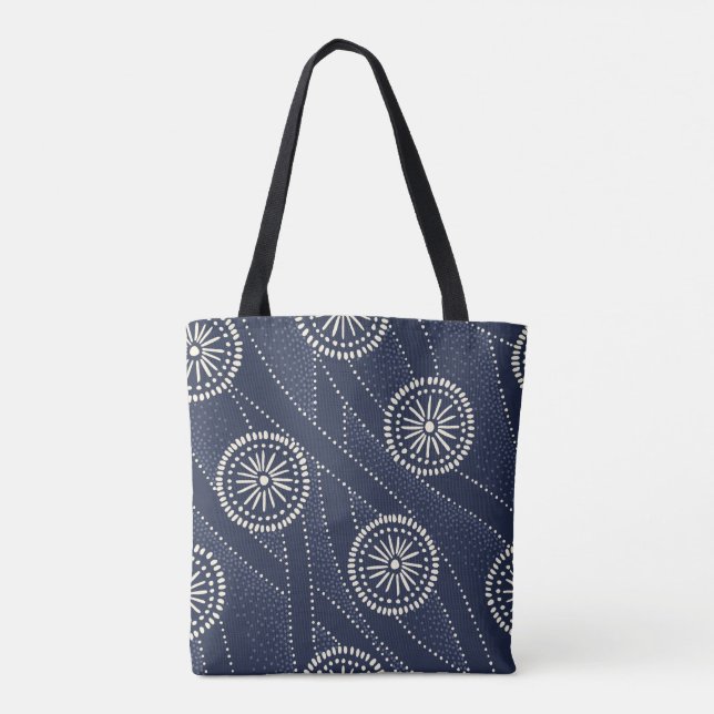 Bolso De Tela Arte floral azul (Reverso)