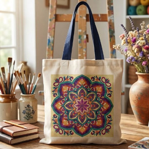 Bolso De Tela Arte floral boho folk