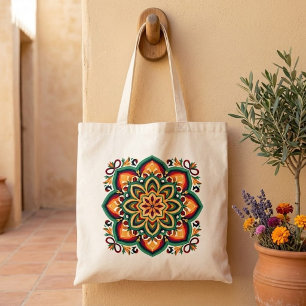 Bolso De Tela Arte floral boho folk
