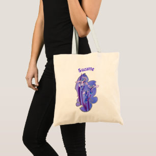 Bolso De Tela Arte floral de Iris Azul Personalizado
