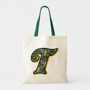 Bolso De Tela Arte floral de margaritas con inicial de monograma