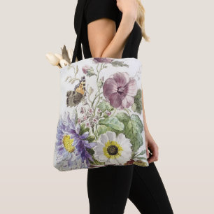 Bolso De Tela Arte Floral de Mariposas Vintage de William van Le