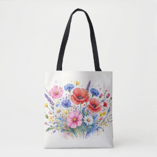Bolso De Tela Arte floral de ramo de pradera de flores silvestre