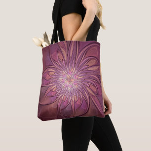 Bolso De Tela Arte floral fractal moderno abstracto colores de b