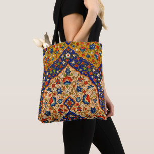 Bolso De Tela Arte floral persa de color vintage