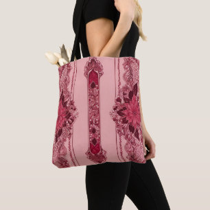 Bolso De Tela Arte Floral Pink Stripes AI