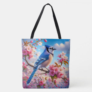 Bolso De Tela Arte floral/primaveral de Jay azul