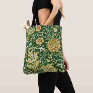 Bolso De Tela Arte Floral Verde Cherwell de William Morris Vinta