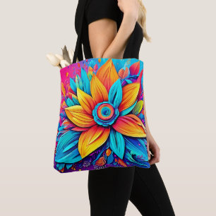 Bolso De Tela Arte Floral Vibrante