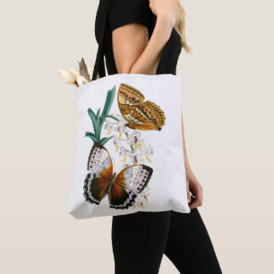 Bolso De Tela Arte floral y mariposas vintage tranquilas