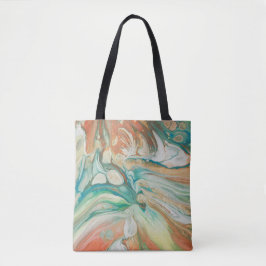 Bolso De Tela Arte flúido abstracto poner crema blanco verde