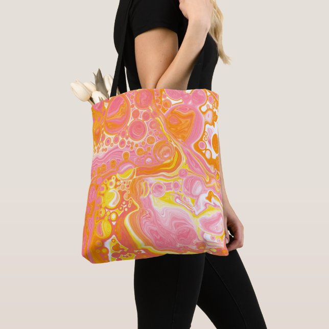 Bolso De Tela Arte fluido rosa y Naranja (Detalle)