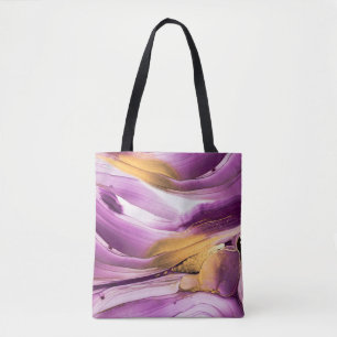 Bolso De Tela Arte fluido, textura de oro lila.