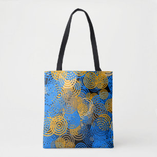 Bolso De Tela Arte fractal Círculos geométricos azules Swirl Man