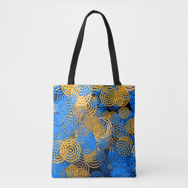 Bolso De Tela Arte fractal Círculos geométricos azules Swirl Man (Anverso)