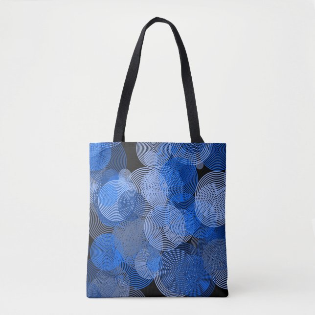 Bolso De Tela Arte fractal Círculos geométricos azules Swirl Man (Anverso)
