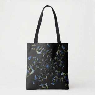 Bolso De Tela Arte fractal de sabio azul y negro