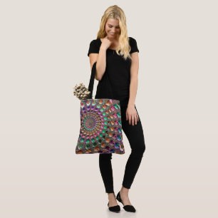 Bolso De Tela Arte fractal en espiral vibrante y colorido