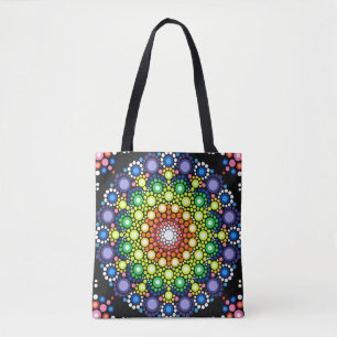 Bolso De Tela Arte Fractal Floral Dotado Retro Mandala