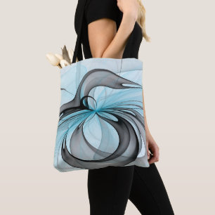 Bolso De Tela Arte fractal moderno gris antracita abstracto