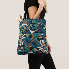 Bolso De Tela Arte geométrico abstracto moderno - Naranja Teal R