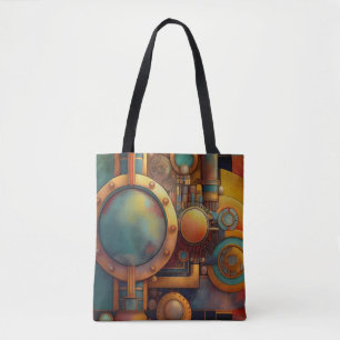 Bolso De Tela Arte geométrico industrial steampunk