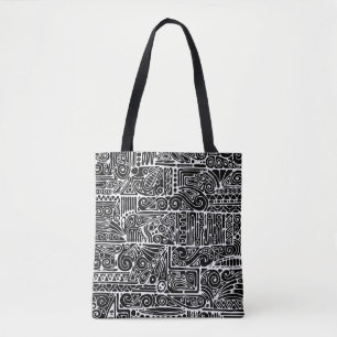 Bolso De Tela Arte Geométrico Negro Y Blanco 2
