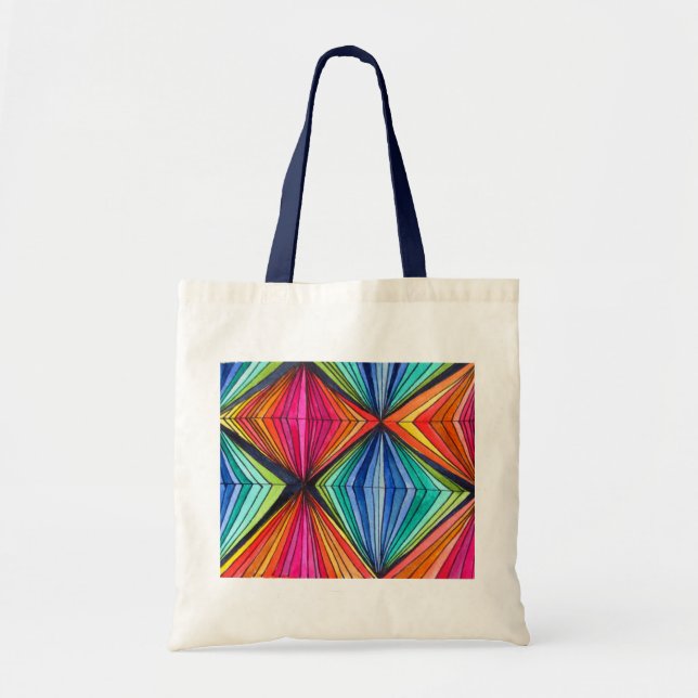 Bolso De Tela Arte geométrico óptico arcoiris (Frente)