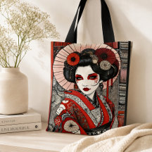 Arte gótico rojo y negro inspirado en Geisha japon