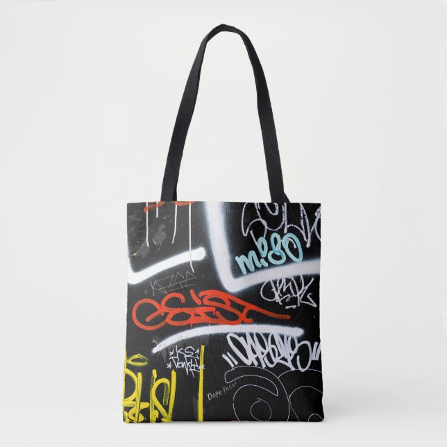 Bolso De Tela Arte graffiti negro y multicolor (Anverso)